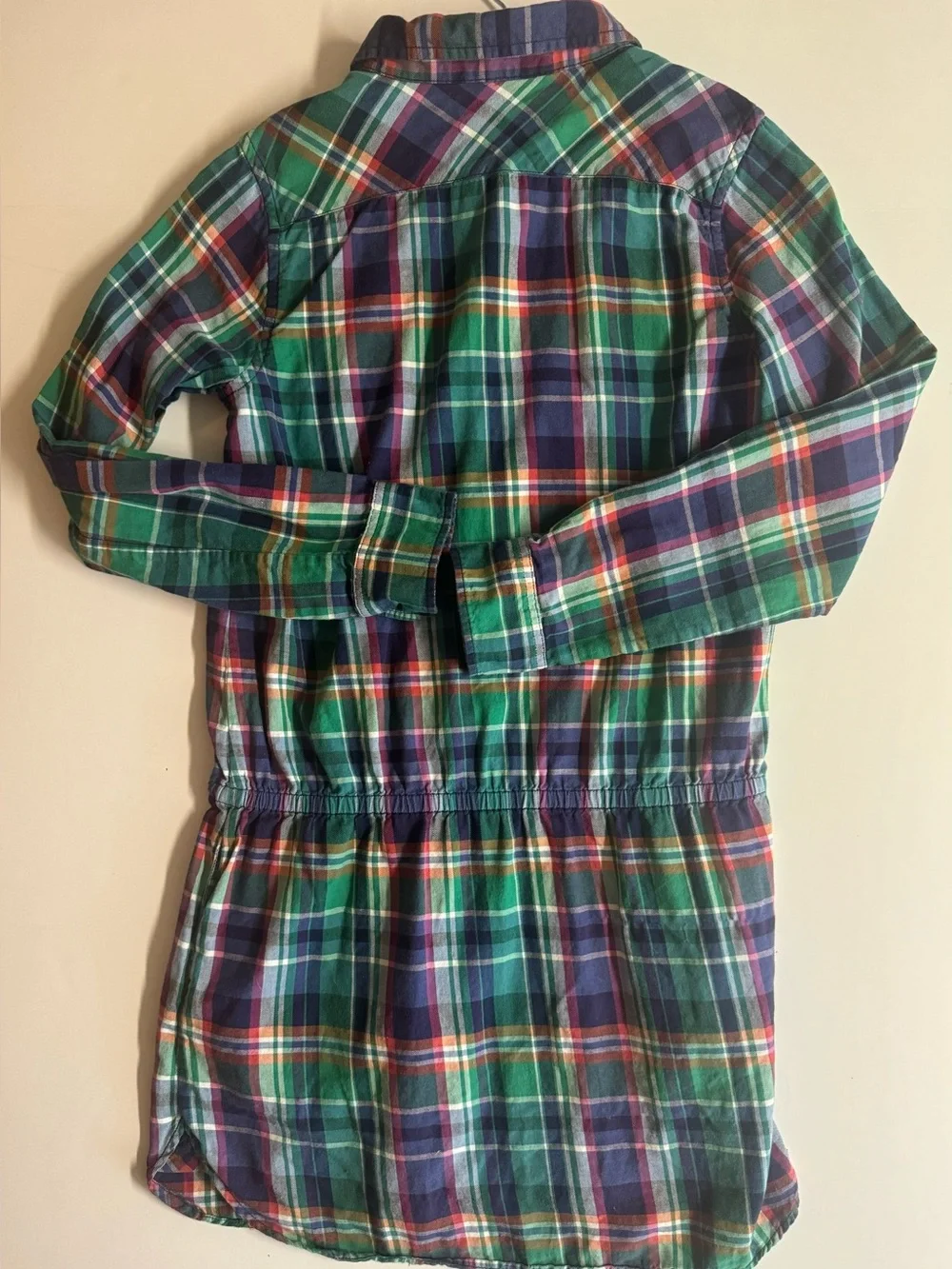Vintage Ralph Lauren Green & Navy Plaid Button-Front Dress.Girl Size 10
